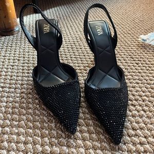 Zara crystal slingback heels Size 10